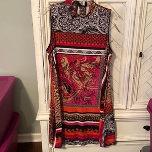 Tiana B black, tan, orange, red dress in excellent condition
